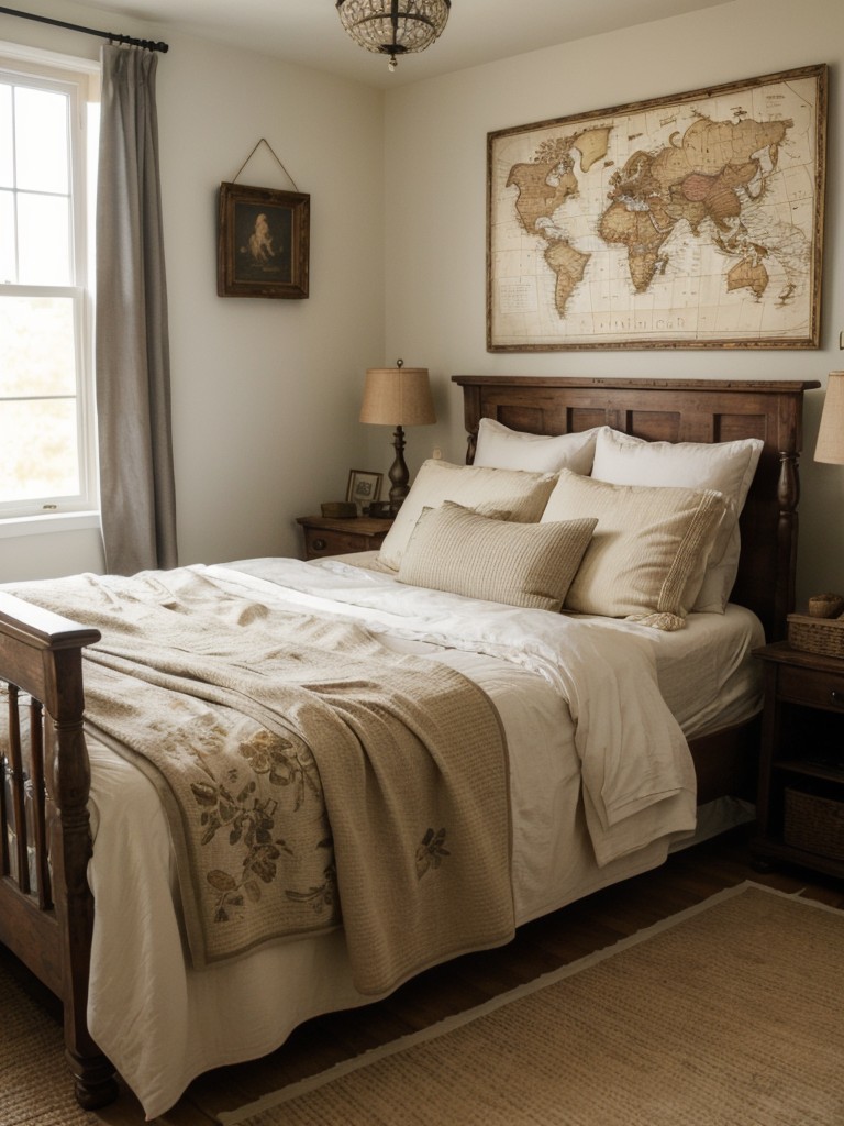 Farmhouse Bedroom: Vintage Maps for a Cozy & Wanderlust-inspired Look!