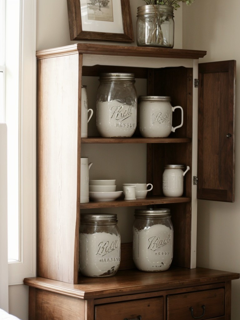 Farmhouse Chic: Vintage Crockery and Mason Jars - Bedroom Decor Ideas