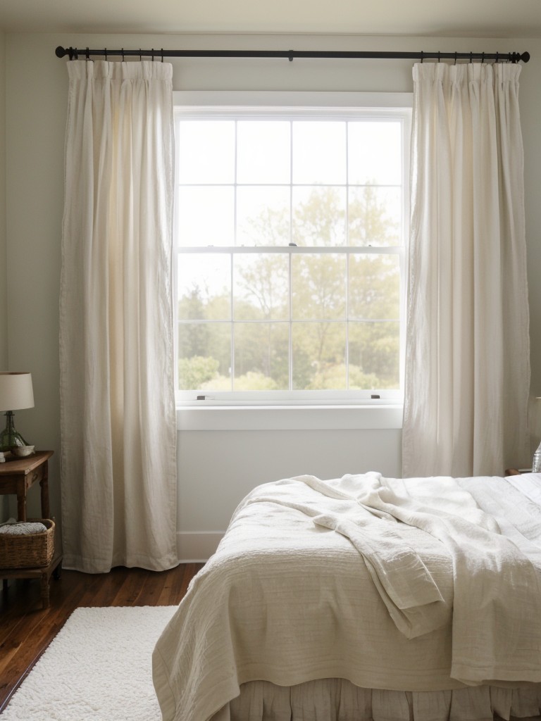 Farmhouse Chic: Bedroom Windows Styled with Classic Curtains