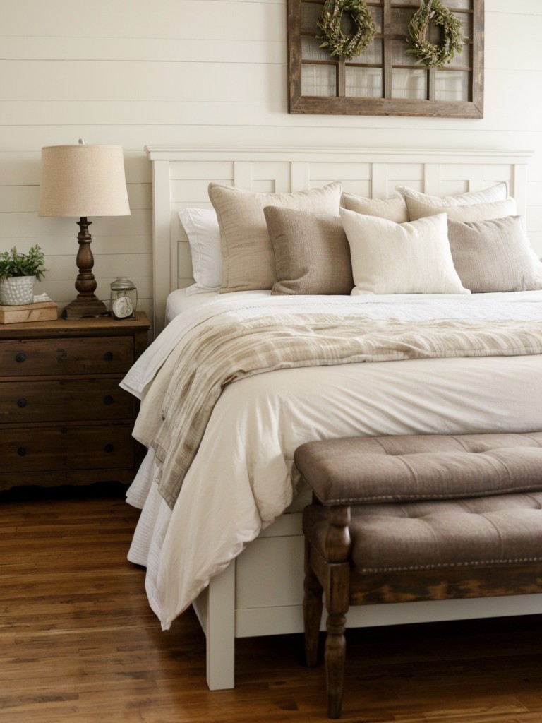 Farmhouse Bedroom Bliss: Shiplap Walls for Instant Character!