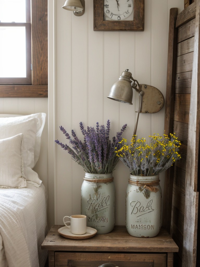 Rustic Farmhouse Bedroom Upgrades: Wildflower Décor in Vintage Vases