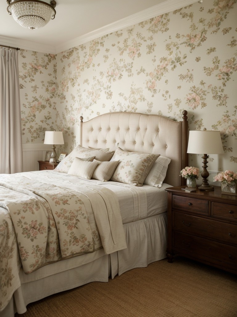 Farmhouse-inspired bedroom upgrade: Vintage wallpapers for charm & elegance in your space!