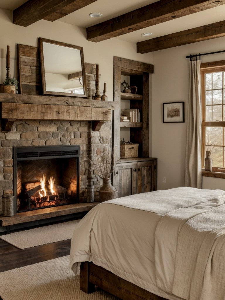 Cozy Farmhouse Bedroom: Add a Rustic Fireplace for Charm!