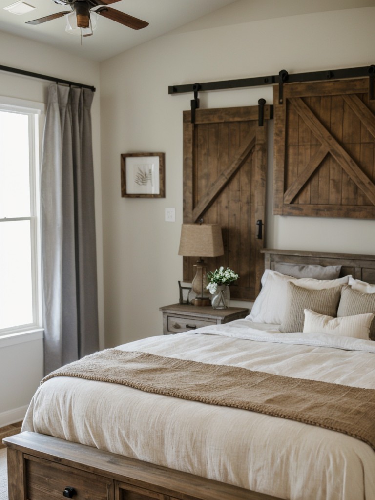 Serene Haven: Create a Farmhouse Bedroom with a Barn Door!