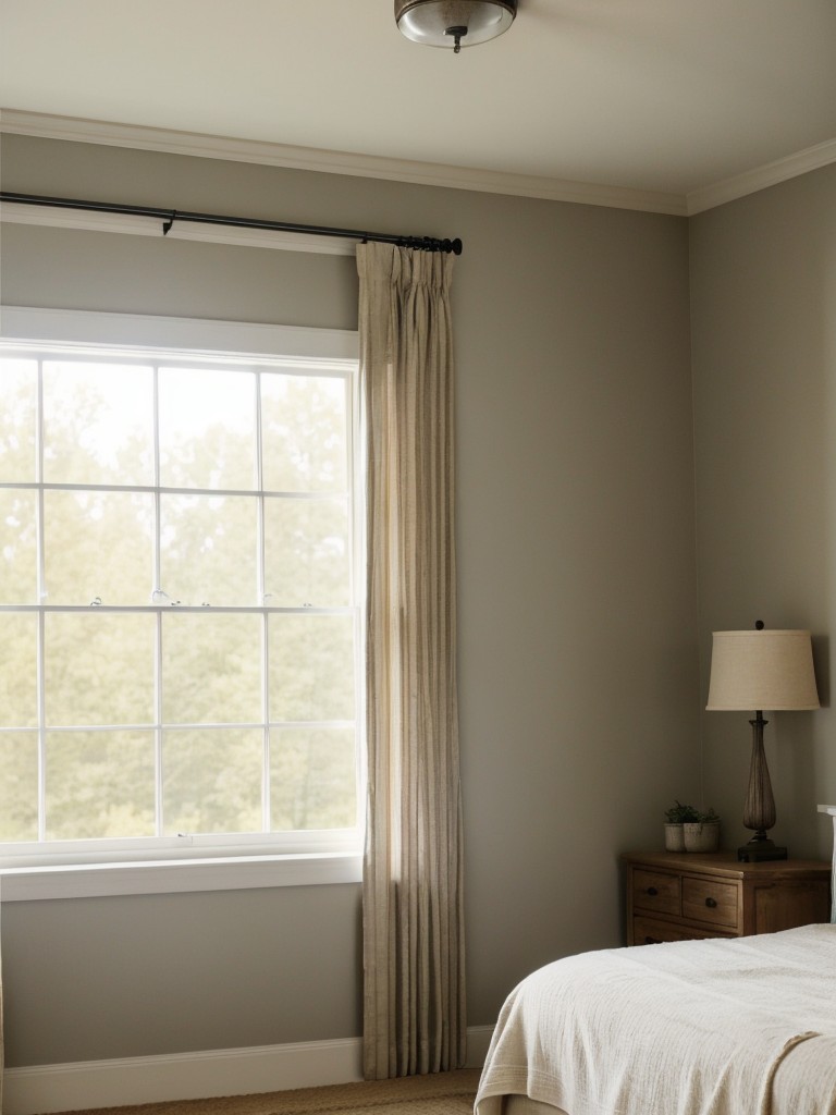 Serene Farmhouse Bedroom: Light and Airy Curtains for a Relaxing Haven