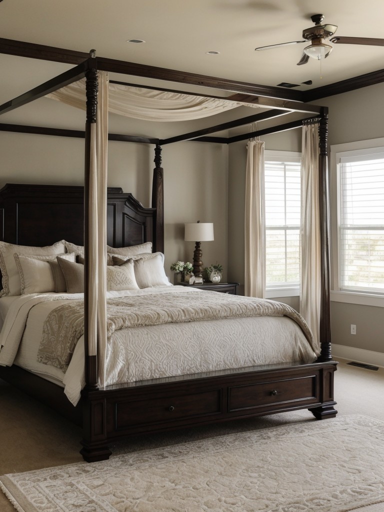 Luxurious Farmhouse Bedroom Decor with Statement Canopy