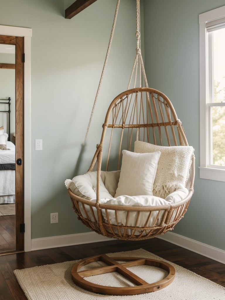 Playful Boho-Chic Bedroom Inspo: Swing chairs & vibrant accents!