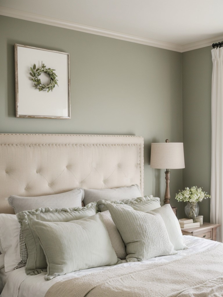 Farmhouse-inspired bedroom makeover: Cozy oasis with plush headboard!