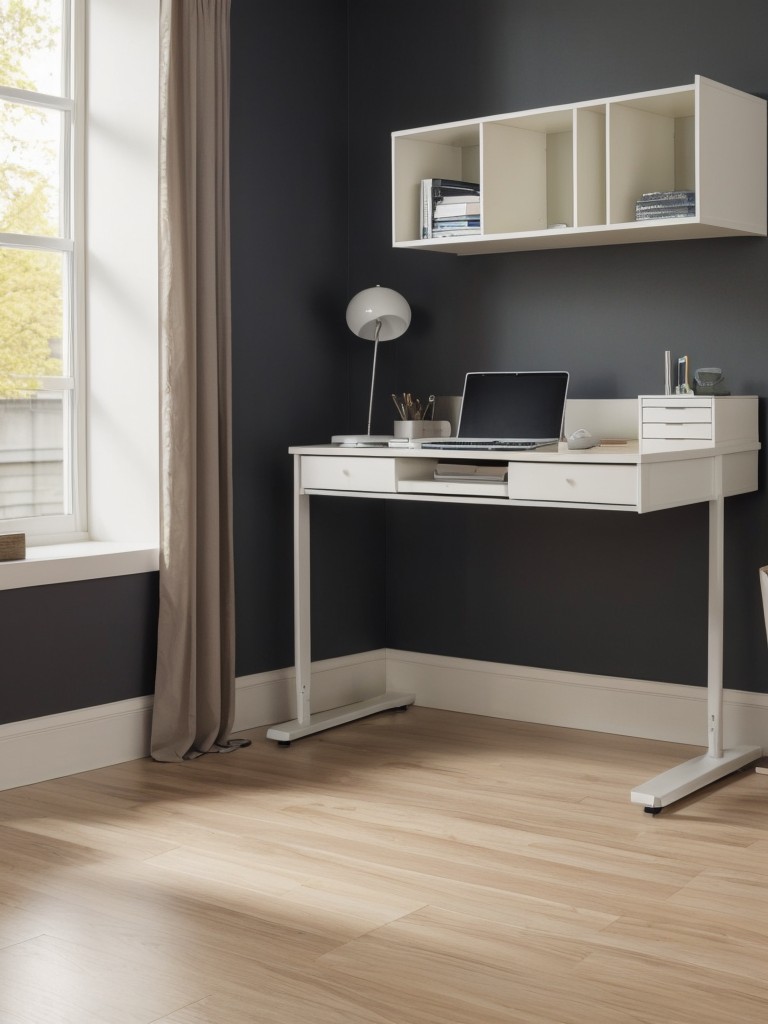 Space-saving bedroom decor ideas: foldaway desk for a functional and stylish apartment