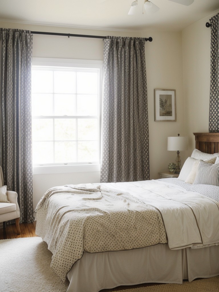 Charming Farmhouse Bedroom: Embrace Playful Patterns for a Cozy Space!