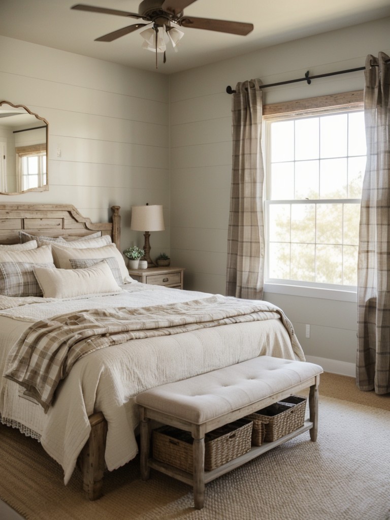 Farmhouse Bedroom Bliss: Neutral Tones & Cozy Rustic Touches