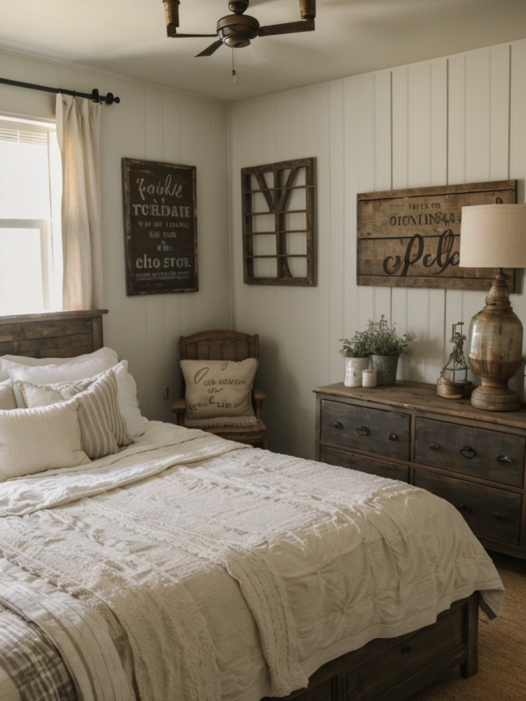 Farmhouse-Inspired Bedroom Bliss: Decorate with Distressed Signs, Mason Jars & Barn Doors!