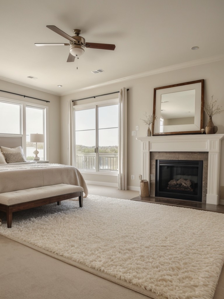 Cozy up your apartment with luxe bedroom decor! Soft rugs for ultimate relaxation.