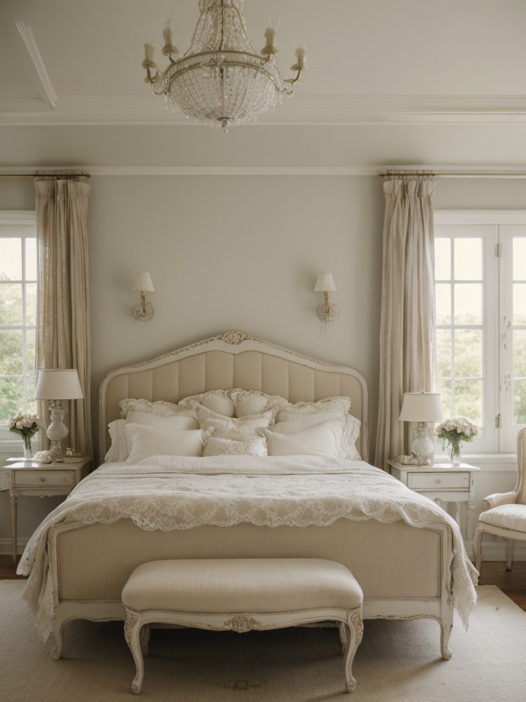 Charming Parisian Bedroom: Upholstered Headboards & Antique Mirrors for Romantic Vibes