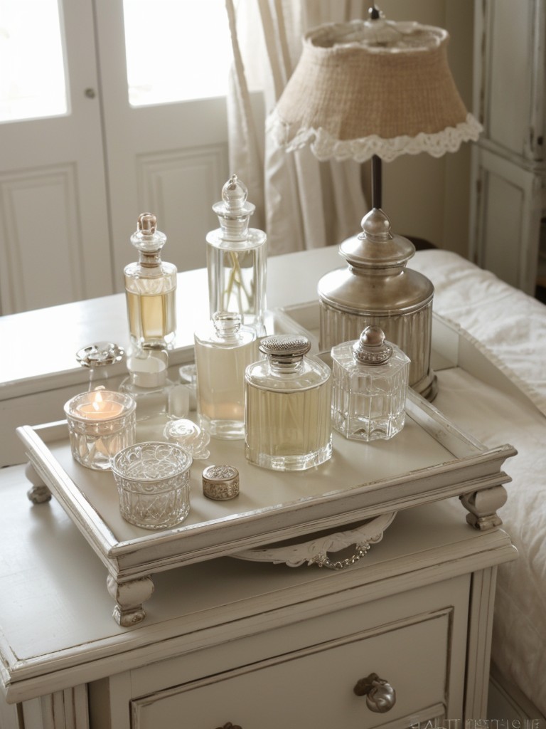 Charming Vintage Perfume Bottle Collection for a Romantic Apartment Bedroom