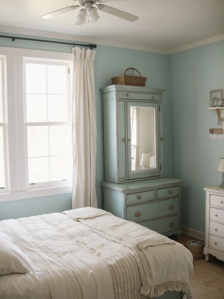 Cozy Coastal Apartment Retreat: Vintage Shabby Chic Bedroom