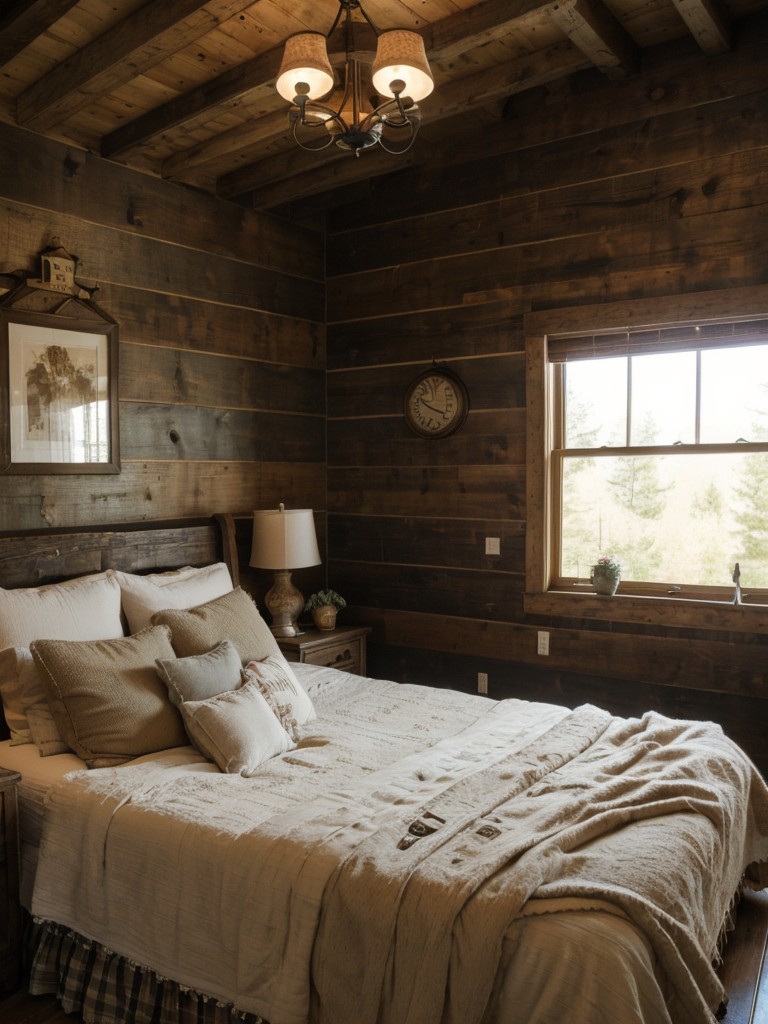 Cozy Cabin Bedroom Retreat: Vintage-inspired Shabby Chic Design