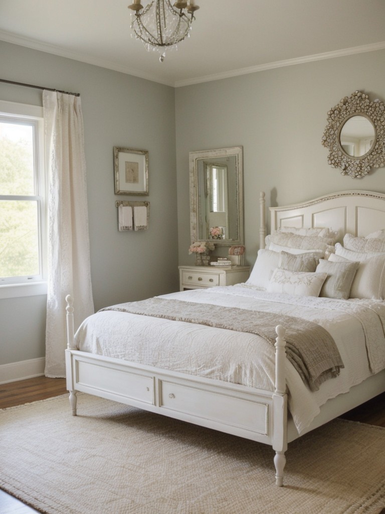 Vintage-inspired apartment decor: Shabby chic bedroom magic!