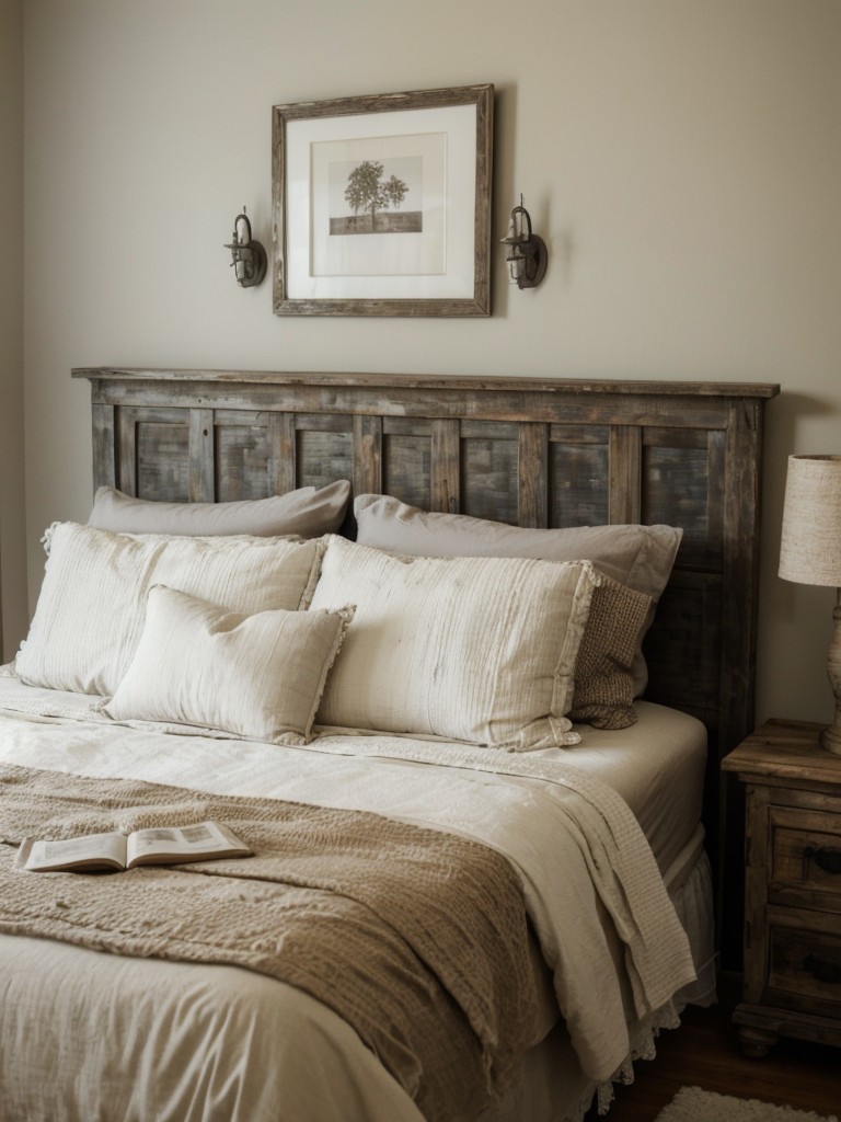 Rustic charm: Level up your bedroom with a distressed wooden bed frame.