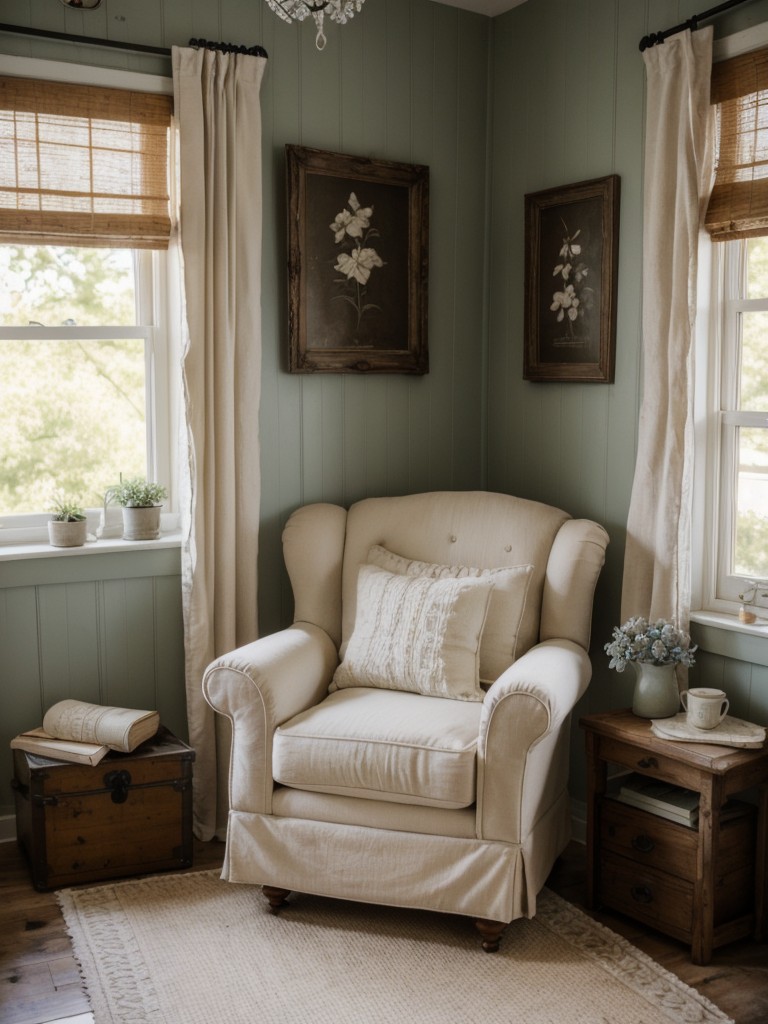 Cozy Vintage Reading Nook for Your Rustic Chic Bedroom