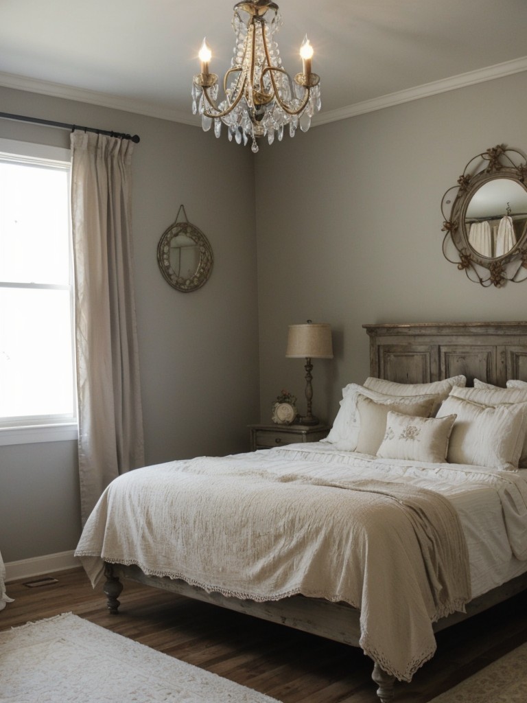 Vintage-inspired glam for your bedroom oasis - crystal chandeliers & delicate decor