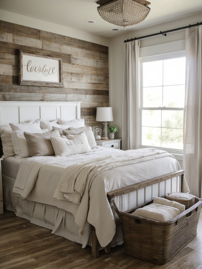 Charming Rustic Apartment Bedroom - Farmhouse vibes with shiplap walls and distressed decor!