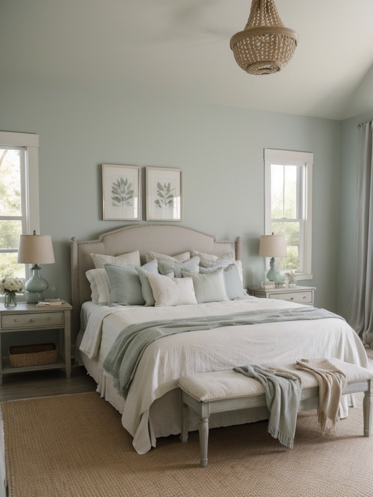 Serene Shabby Chic Bedroom: Calming Colors & Natural Textures.