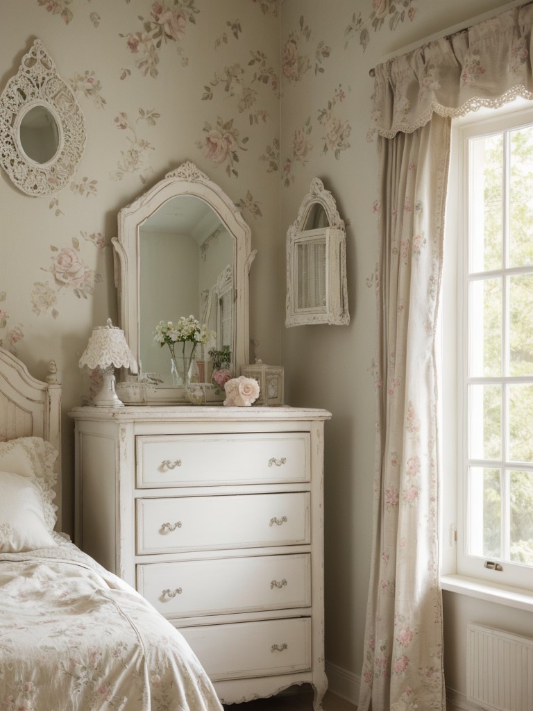 Vintage-inspired Shabby Chic Bedroom Décor for Feminine Flair.