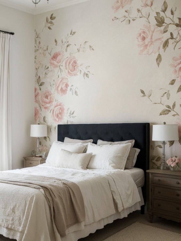 Feminine Shabby Chic Bedroom: Bold Accent Wall Ideas