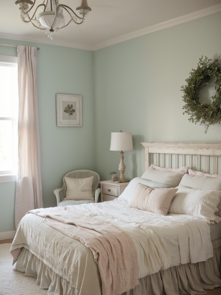 Charming Farmhouse Vibes: Cozy Pastel Bedroom Decor