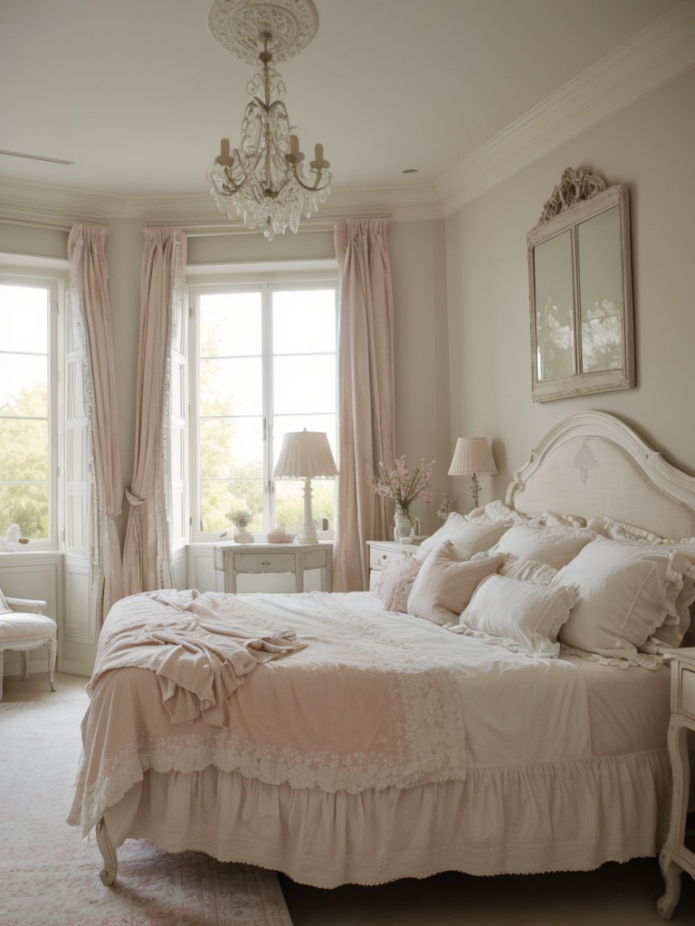 Charming Pastel Apartment: Elegant French Provincial Bedroom