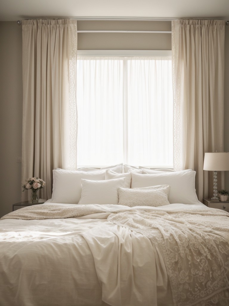 Romanticize Your Bedroom with Soft Lighting and Lace Curtains!