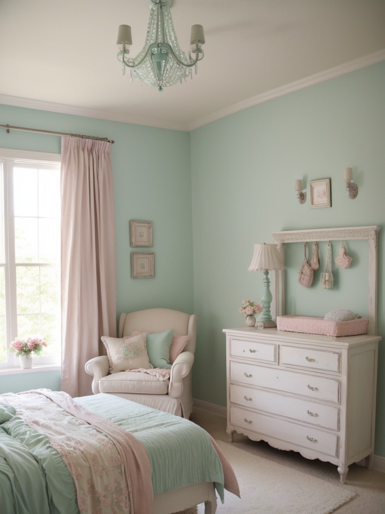 Charming Shabby Chic Bedroom: Soft Pastel Delight