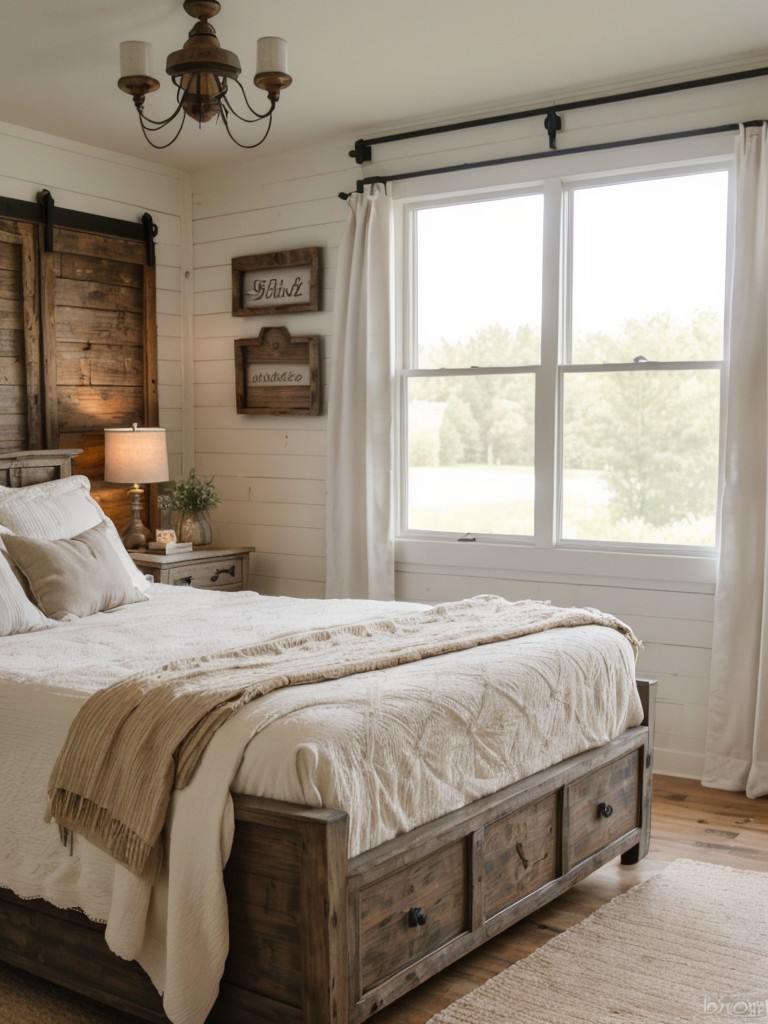 Farmhouse-inspired bedroom retreat with DIY shabby chic touches