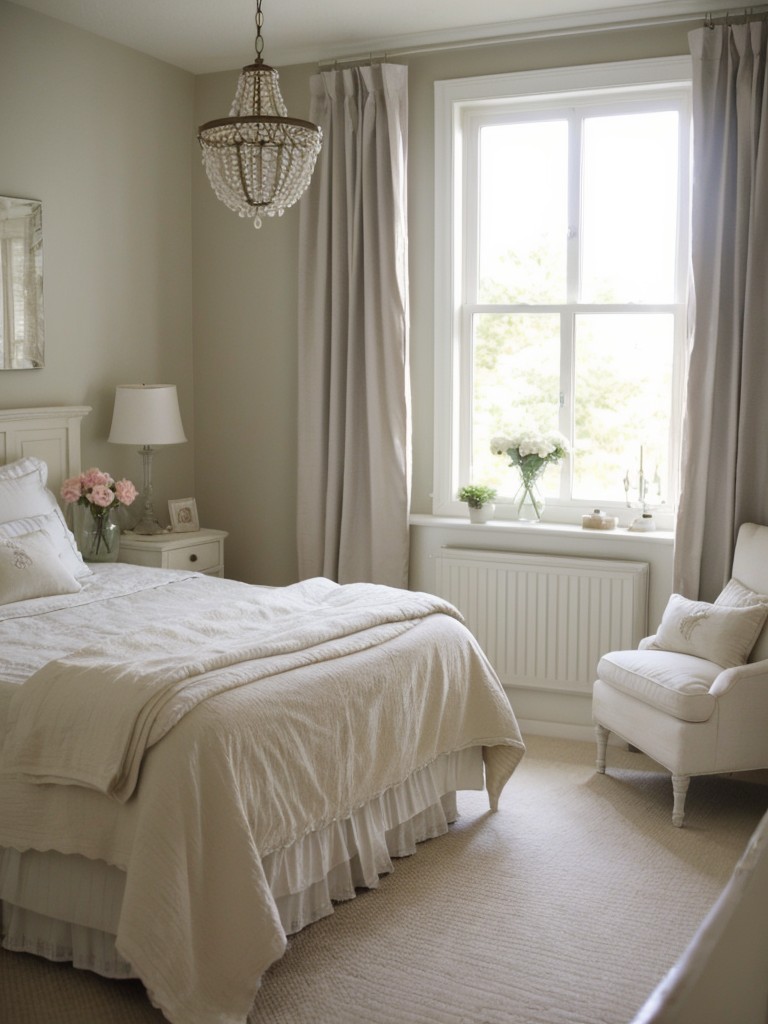 Cozy Shabby Chic Bedroom: Illuminate with Soft Lighting!