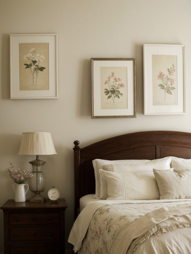 Vintage-Inspired Art for a Romantic Apartment Bedroom