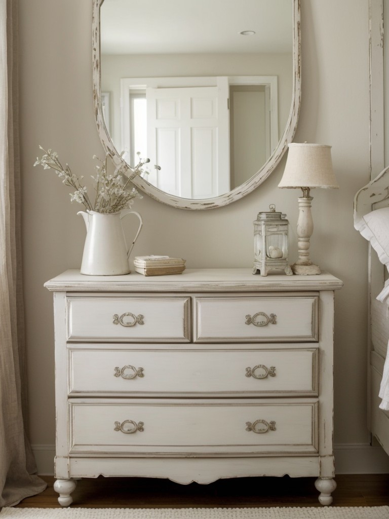 Charming Shabby Chic Bedroom: Distressed Furniture for Storage