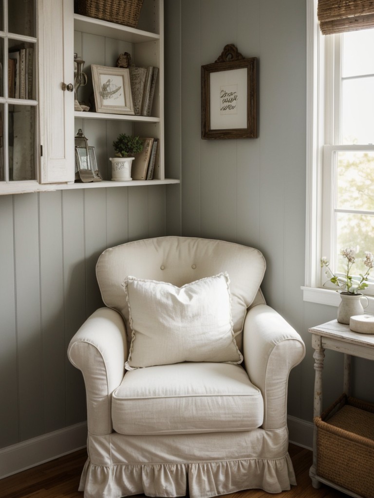 Cozy Reading Nook: Transform Your Bedroom with a Comfy Chair & Bookshelf.