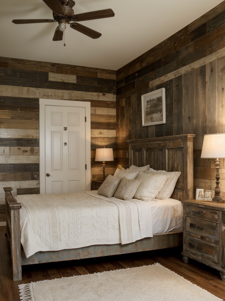 Rustic Elegance: Distressed Wood for a Charming Apartment Bedroom