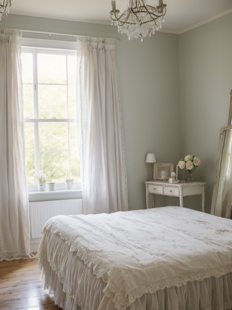 Create a Romantic Shabby Chic Bedroom with Vintage Lace Curtains!