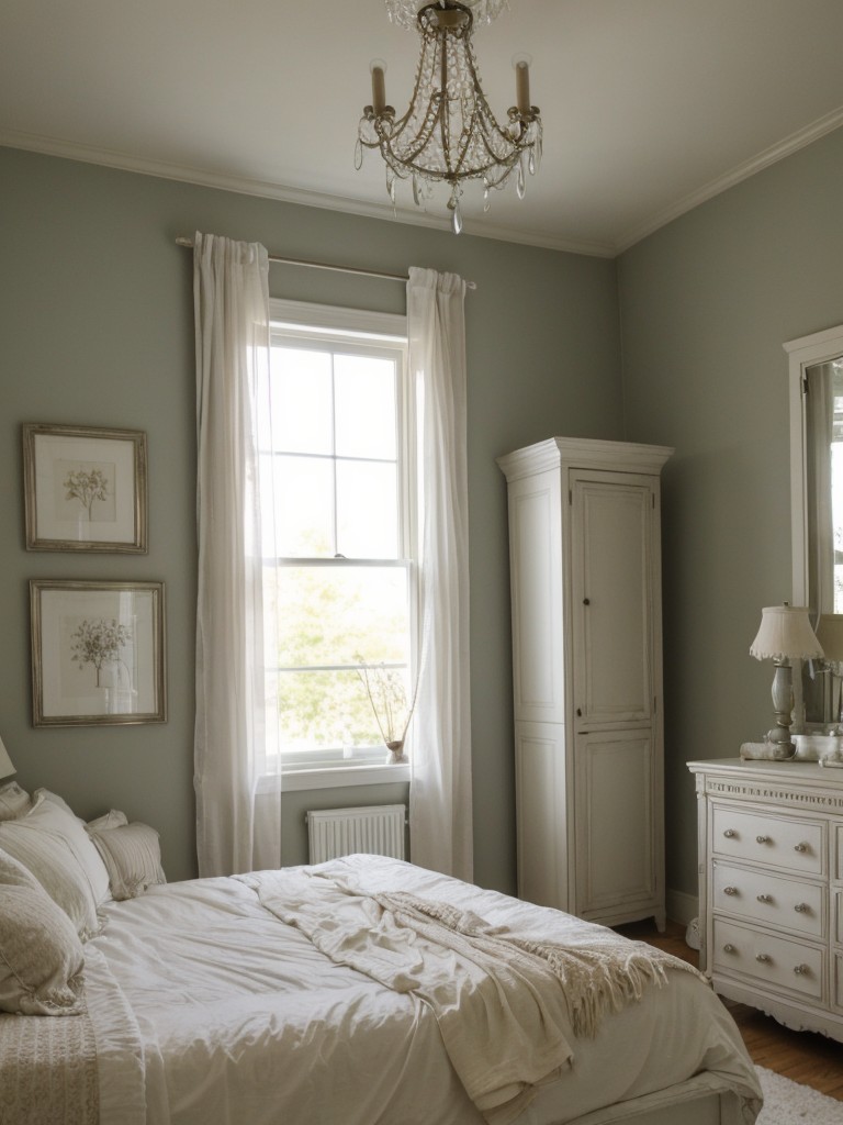 Create a Luxurious Bedroom with Shabby Chic Colors and a Glamorous Chandelier!