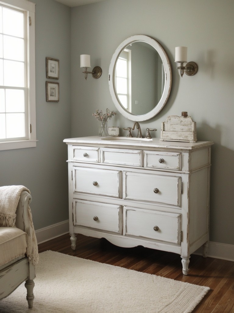 Affordable Shabby Chic Apartment Makeover. Add vintage charm with distressed furniture!