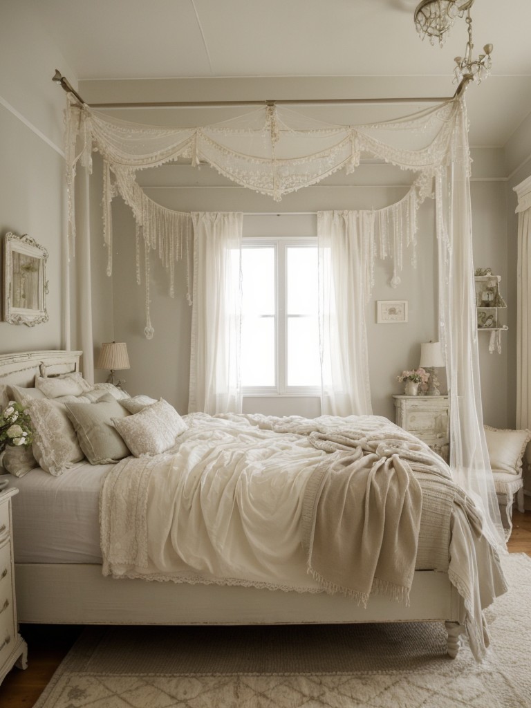 Magical Shabby Chic Bedroom: Create Dreamy Vibes with Fairy Lights & Sheer Curtains