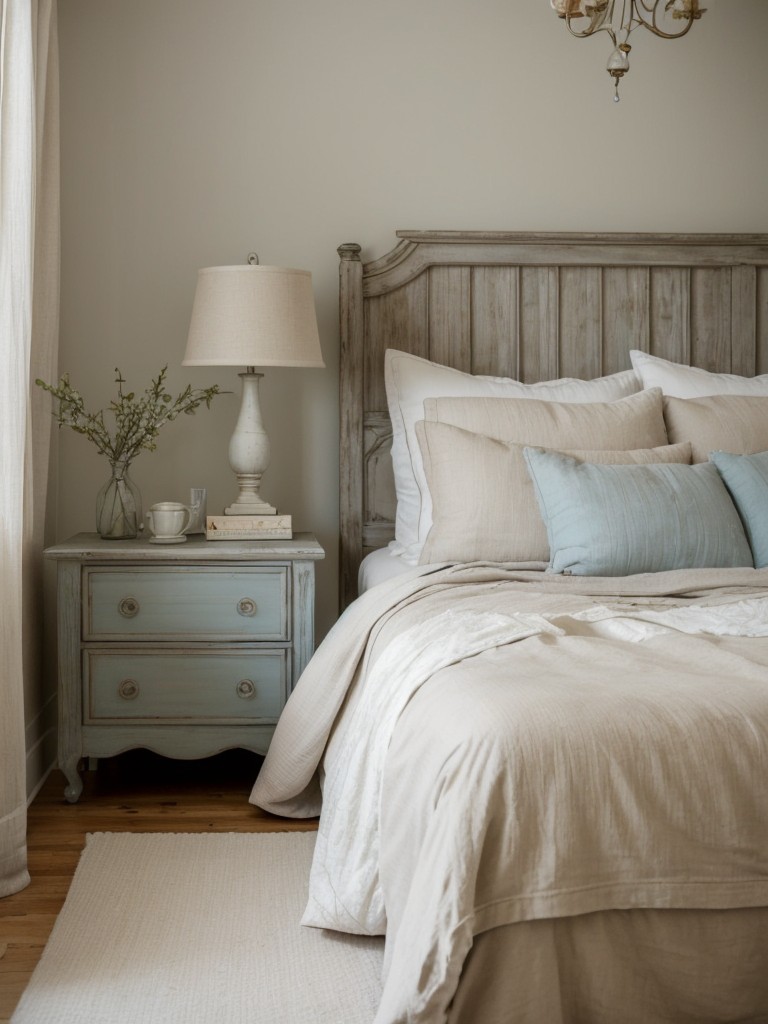 Serene bedroom vibes with shabby chic decor