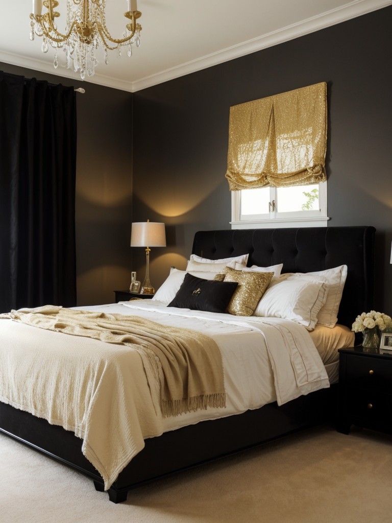 Chic & Modern Apartment: Gorgeous Black & Gold Bedroom Ideas!