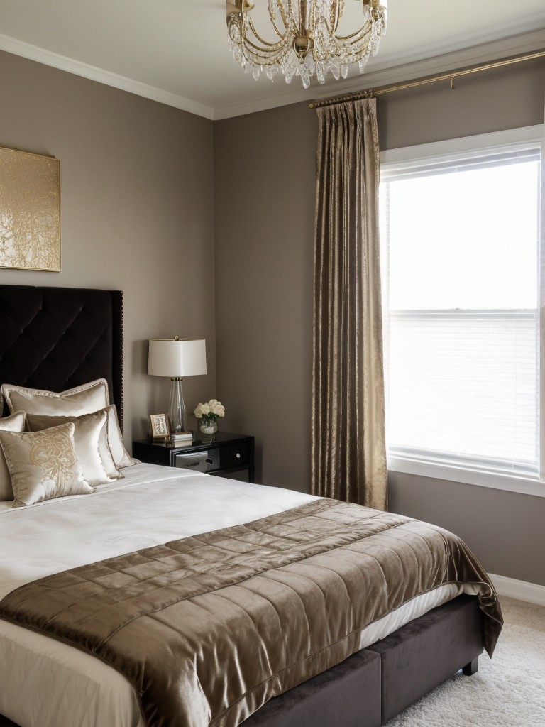 Create a Luxe Bedroom Haven with Plush Bedding and Metallic Accents!