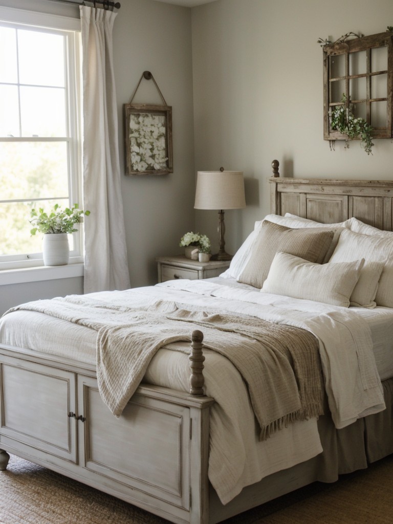 Rustic Farmhouse Retreat: Shabby Chic Bedroom Inspo. Find Serene Bliss in Your Apartment.