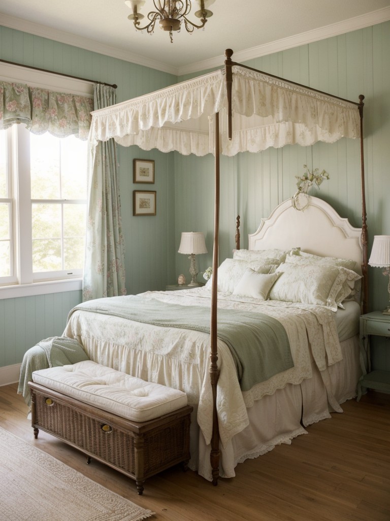 Vintage-Inspired Shabby Chic Bedroom: Step back in time for a serene oasis.