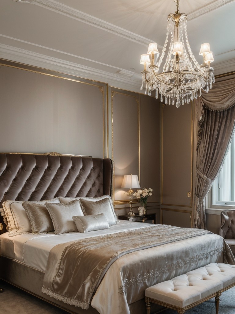 Create an Elegant Victorian Bedroom with Plush Velvet Bedding and Crystal Chandeliers