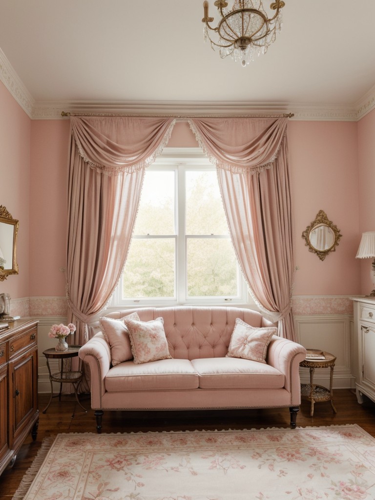 Victorian Chic for Your Bedroom: Blush Palette, Floral Tapestries & Flowing Curtains